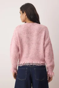 TRENDYOLMİLLA PINK Nopeli Wide Pattern Lace Garnili Knitwear Sweater - Image 4