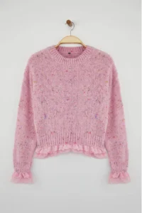 TRENDYOLMİLLA PINK Nopeli Wide Pattern Lace Garnili Knitwear Sweater - Image 5