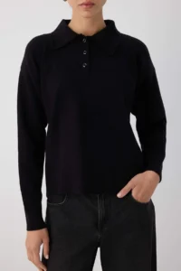 TRENDYOLMİLLA Wardrobe Essentials Black*001 Premium/Special Thread Polo Shirt Collar Knitwear Sweater | - Image 4