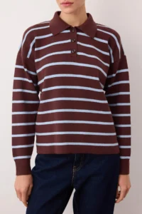 TRENDYOLMİLLA Wardrobe Essentials Brown Premium/Special Thread Polo Shirt Collar Knitwear Sweater | - Image 3