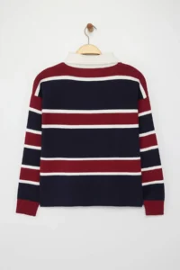 TRENDYOLMİLLA Wardrobe Essentials NAVY BLUE Premium/Special Thread Polo Shirt Collar Knitwear Sweater | - Image 6