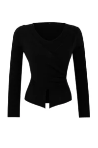 TRENDYOLMİLLA Black Premium Thread/Special Thread Fitted/Fitted Tops Drape Knitwear Sweater - Image 5