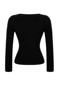 TRENDYOLMİLLA Black Premium Thread/Special Thread Fitted/Fitted Tops Drape Knitwear Sweater - Image 6
