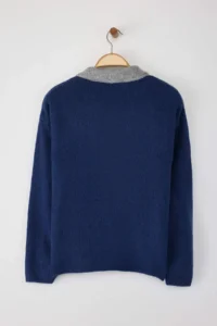 TRENDYOLMİLLA Indigo Soft textured Wide Pattern Knitwear Sweater - Image 6