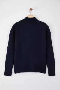 TRENDYOLMİLLA Wardrobe Essentials NAVY BLUE Wool Blended Wide Pattern Soft textured Knitwear Sweater | - Image 6