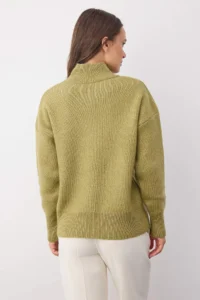 TRENDYOLMİLLA Wardrobe Essentials Oil Green Wool Blended Wide Pattern Soft textured Knitwear Sweater | - Image 4