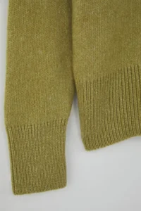 TRENDYOLMİLLA Wardrobe Essentials Oil Green Wool Blended Wide Pattern Soft textured Knitwear Sweater | - Image 6