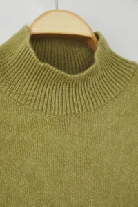 TRENDYOLMİLLA Wardrobe Essentials Oil Green Wool Blended Wide Pattern Soft textured Knitwear Sweater | - Image 7