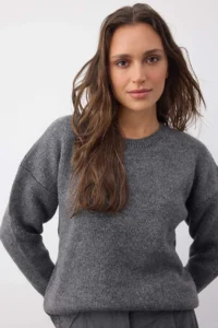 TRENDYOLMİLLA Wardrobe Essentials Anthracite Woolly Premium Thread Basic Wide Pattern Knitwear Sweater |