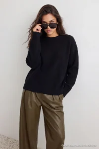 TRENDYOLMİLLA Wardrobe Essentials Black Woolly Premium Thread Basic Wide Pattern Knitwear Sweater | - Image 2