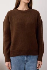TRENDYOLMİLLA Wardrobe Essentials Brown Woolly Premium Thread Basic Wide Pattern Knitwear Sweater | - Image 3