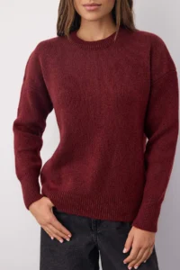 TRENDYOLMİLLA Wardrobe Essentials Burgundy Woolly Premium Thread Basic Wide Pattern Knitwear Sweater | - Image 3