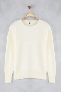 TRENDYOLMİLLA Wardrobe Essentials Ecru Woolly Premium Thread Basic Wide Pattern Knitwear Sweater | - Image 5