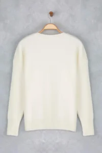 TRENDYOLMİLLA Wardrobe Essentials Ecru Woolly Premium Thread Basic Wide Pattern Knitwear Sweater | - Image 6
