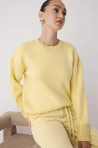 TRENDYOLMİLLA Wardrobe Essentials Yellow Woolly Premium Thread Basic Wide Pattern Knitwear Sweater | - Image 2