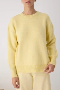 TRENDYOLMİLLA Wardrobe Essentials Yellow Woolly Premium Thread Basic Wide Pattern Knitwear Sweater | - Image 3
