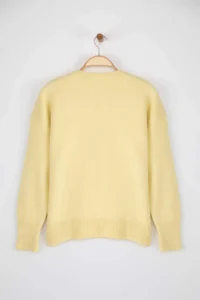 TRENDYOLMİLLA Wardrobe Essentials Yellow Woolly Premium Thread Basic Wide Pattern Knitwear Sweater | - Image 6