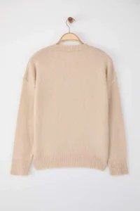 TRENDYOLMİLLA Wardrobe Essentials Stone Woolly Premium YarnBasic Wide Pattern Knitwear Sweater | - Image 6