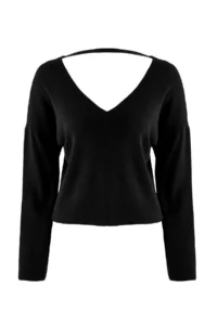 TRENDYOLMİLLA Black Corset Stitching Detailed Knitwear Sweater - Image 5