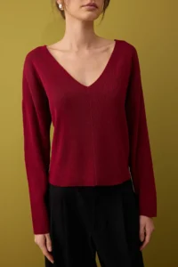TRENDYOLMİLLA Burgundy Corset Stitching Detailed Knitwear Sweater - Image 3