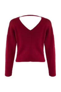 TRENDYOLMİLLA Burgundy Corset Stitching Detailed Knitwear Sweater - Image 6