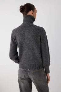 TRENDYOLMİLLA Wardrobe Essentials Anthracite Woolly Premium Yarn Zippered Basic Knitwear Sweater | - Image 4