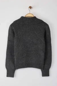 TRENDYOLMİLLA Wardrobe Essentials Anthracite Woolly Premium Yarn Zippered Basic Knitwear Sweater | - Image 6
