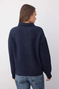 TRENDYOLMİLLA Wardrobe Essentials NAVY BLUE Woolly Basic Wide Pattern Special Thread Knitwear Sweater | - Image 4