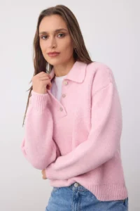 TRENDYOLMİLLA Wardrobe Essentials PINK Woolly Basic Wide Pattern Special Thread Knitwear Sweater |