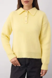 TRENDYOLMİLLA Wardrobe Essentials Yellow Woolly Basic Wide Pattern Special Thread Knitwear Sweater | - Image 3