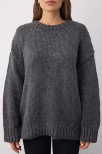 TRENDYOLMİLLA Wardrobe Essentials Anthracite Soft textured Wide Pattern Basic Knitwear Sweater | - Image 3