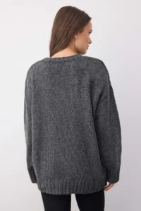 TRENDYOLMİLLA Wardrobe Essentials Anthracite Soft textured Wide Pattern Basic Knitwear Sweater | - Image 4