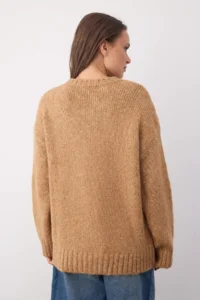 TRENDYOLMİLLA Wardrobe Essentials Camel Soft textured Wide Pattern Basic Knitwear Sweater | - Image 4