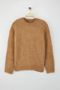 TRENDYOLMİLLA Wardrobe Essentials Camel Soft textured Wide Pattern Basic Knitwear Sweater | - Image 5