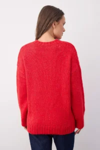TRENDYOLMİLLA Wardrobe Essentials Red Soft textured Wide Pattern Basic Knitwear Sweater | - Image 4