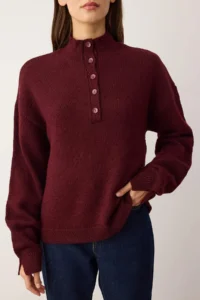 TRENDYOLMİLLA Burgundy Wardrobe Essentials Soft textured Wide Pattern Knitwear Sweater - Image 3