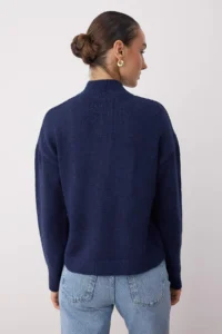 TRENDYOLMİLLA Wardrobe Essentials NAVY BLUE Soft textured Knitwear Sweater | - Image 4