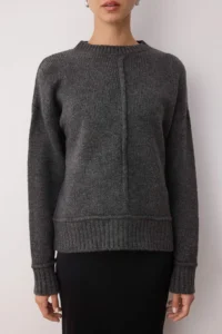 TRENDYOLMİLLA Anthracite Soft textured Sewing Detailed Knitwear Sweater - Image 3