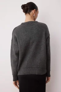 TRENDYOLMİLLA Anthracite Soft textured Sewing Detailed Knitwear Sweater - Image 4