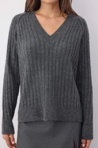 TRENDYOLMİLLA Wardrobe Essentials Anthracite Soft textured Ribbed Knitwear Sweater - Image 3