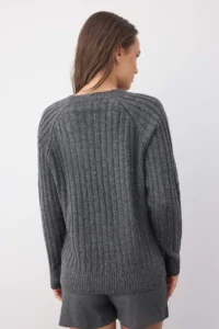 TRENDYOLMİLLA Wardrobe Essentials Anthracite Soft textured Ribbed Knitwear Sweater - Image 4
