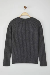 TRENDYOLMİLLA Wardrobe Essentials Anthracite Soft textured Ribbed Knitwear Sweater - Image 6