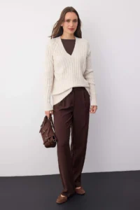 TRENDYOLMİLLA Wardrobe Essentials Stone Soft textured Ribbed Knitwear Sweater - Image 2