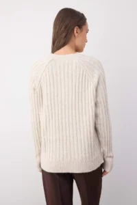 TRENDYOLMİLLA Wardrobe Essentials Stone Soft textured Ribbed Knitwear Sweater - Image 4