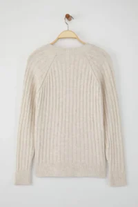 TRENDYOLMİLLA Wardrobe Essentials Stone Soft textured Ribbed Knitwear Sweater - Image 6