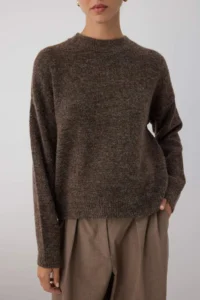 TRENDYOLMİLLA Wardrobe Essentials Mink Alpaka Wool Blended Premium Thread Wide Pattern Knitwear Sweater| - Image 3