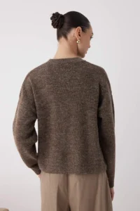 TRENDYOLMİLLA Wardrobe Essentials Mink Alpaka Wool Blended Premium Thread Wide Pattern Knitwear Sweater| - Image 4