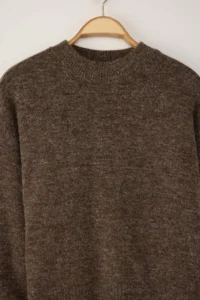 TRENDYOLMİLLA Wardrobe Essentials Mink Alpaka Wool Blended Premium Thread Wide Pattern Knitwear Sweater| - Image 6