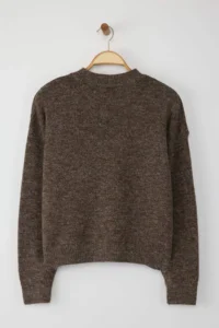 TRENDYOLMİLLA Wardrobe Essentials Mink Alpaka Wool Blended Premium Thread Wide Pattern Knitwear Sweater| - Image 7