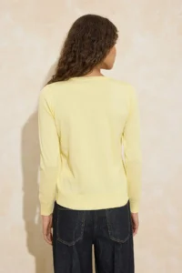 TRENDYOLMİLLA Wardrobe Essentials Yellow Mercerized Look Thin Basic Knitwear Sweater | - Image 4